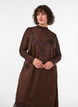 Robe en satin avec dentelle et ourlet asym&eacute;trique, Marron, Model image number 2