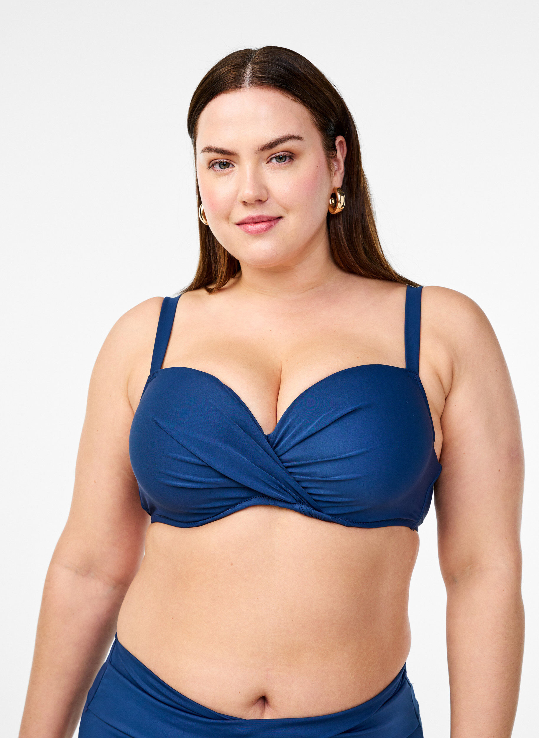 Zizzi Haut de bikini avec armatures et drap&eacute;, Bleu, Model image number 0