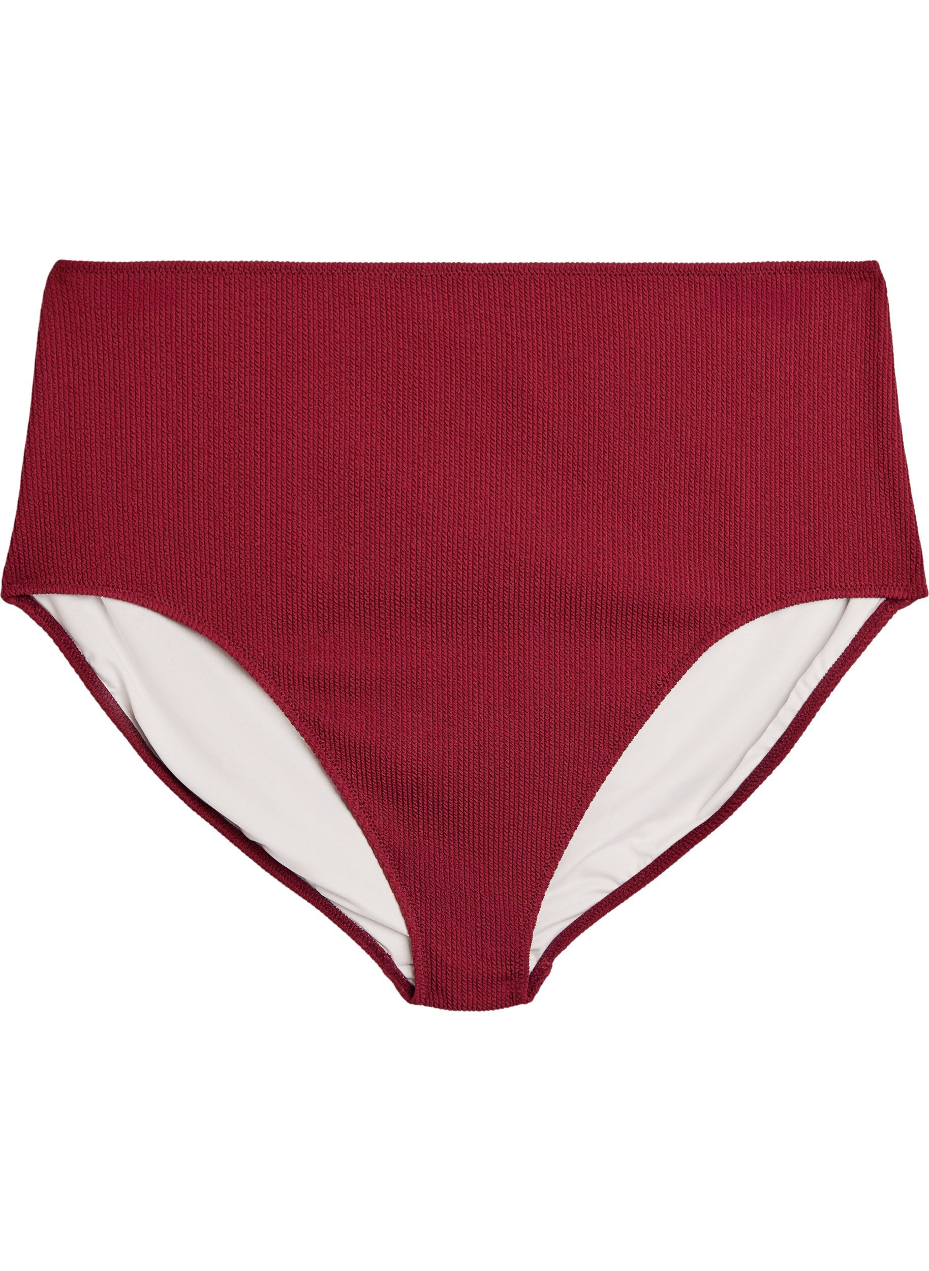 ZizziBikinibroekje met hoge taille en textuur, Rood, Packshot image number 0