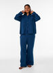 Pantalon de pyjama ample en mousseline de coton, Bleu, Model image number 0