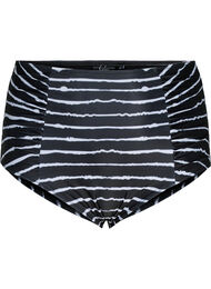 Bas de bikini à rayée avec taille haute, Black White Stripe, Packshot