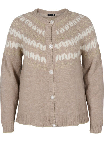 Cardigan en maille à motifs - Sable - Taille 42-60 - Zizzi