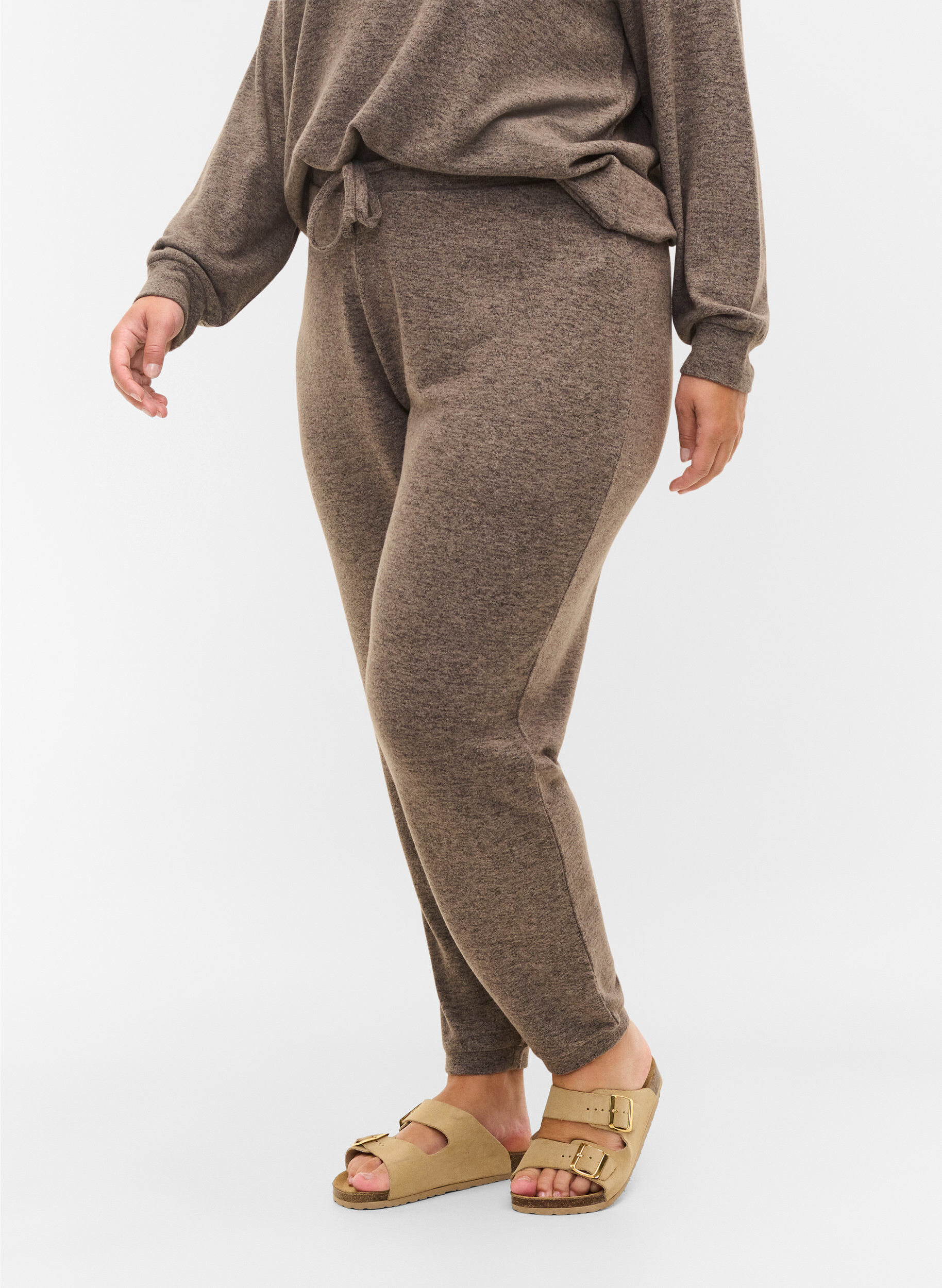 ZizziLosse broek in viscosemix, Falcon Melange, Model image number 2
