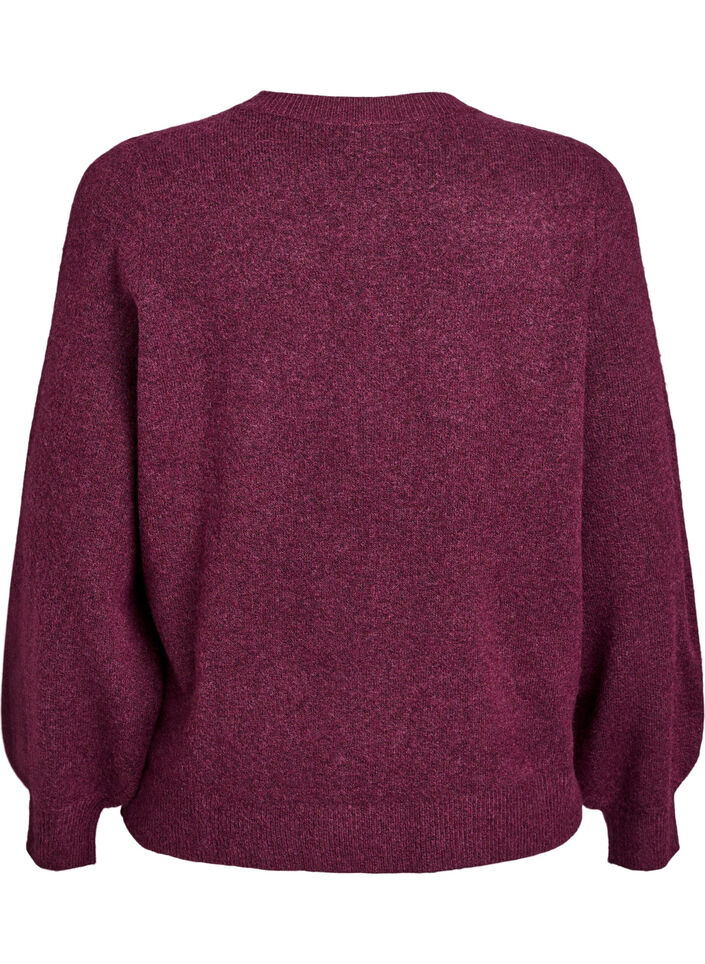 Cardigan in zacht breisel met goudkleurige knopen, Donker Bordeaux, Packshot image number 1