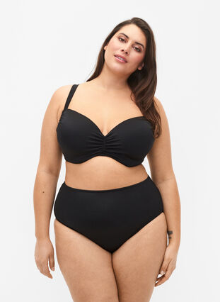 Bas de bikini avec taille régulière, Black, Model image number 0