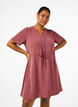 Jurk met korte mouwen en strik in de taille, Rose Brown, Model image number 0