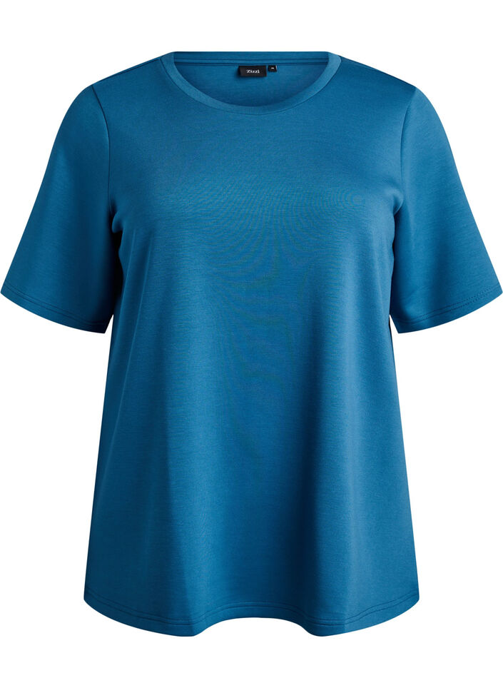 T-shirt en modal m&eacute;lang&eacute;, Bleu p&eacute;trole, Packshot image number 0