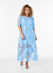 Meshjurk met bloemenapplicaties, Blauw, Model image number 0