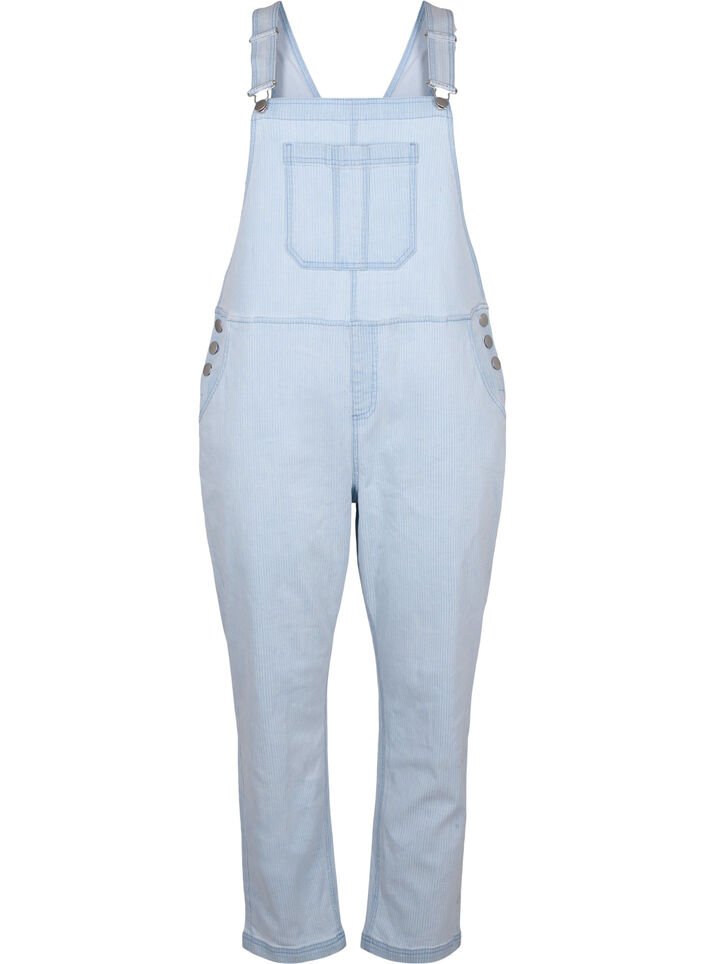 Gestreepte denim overall, Blauw, Packshot image number 0