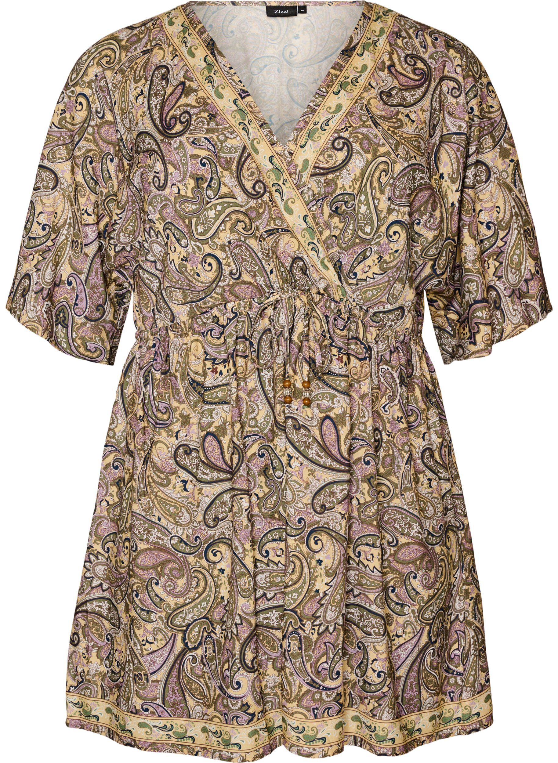 Viscose tuniek met paisleyprint en aantrekkoord