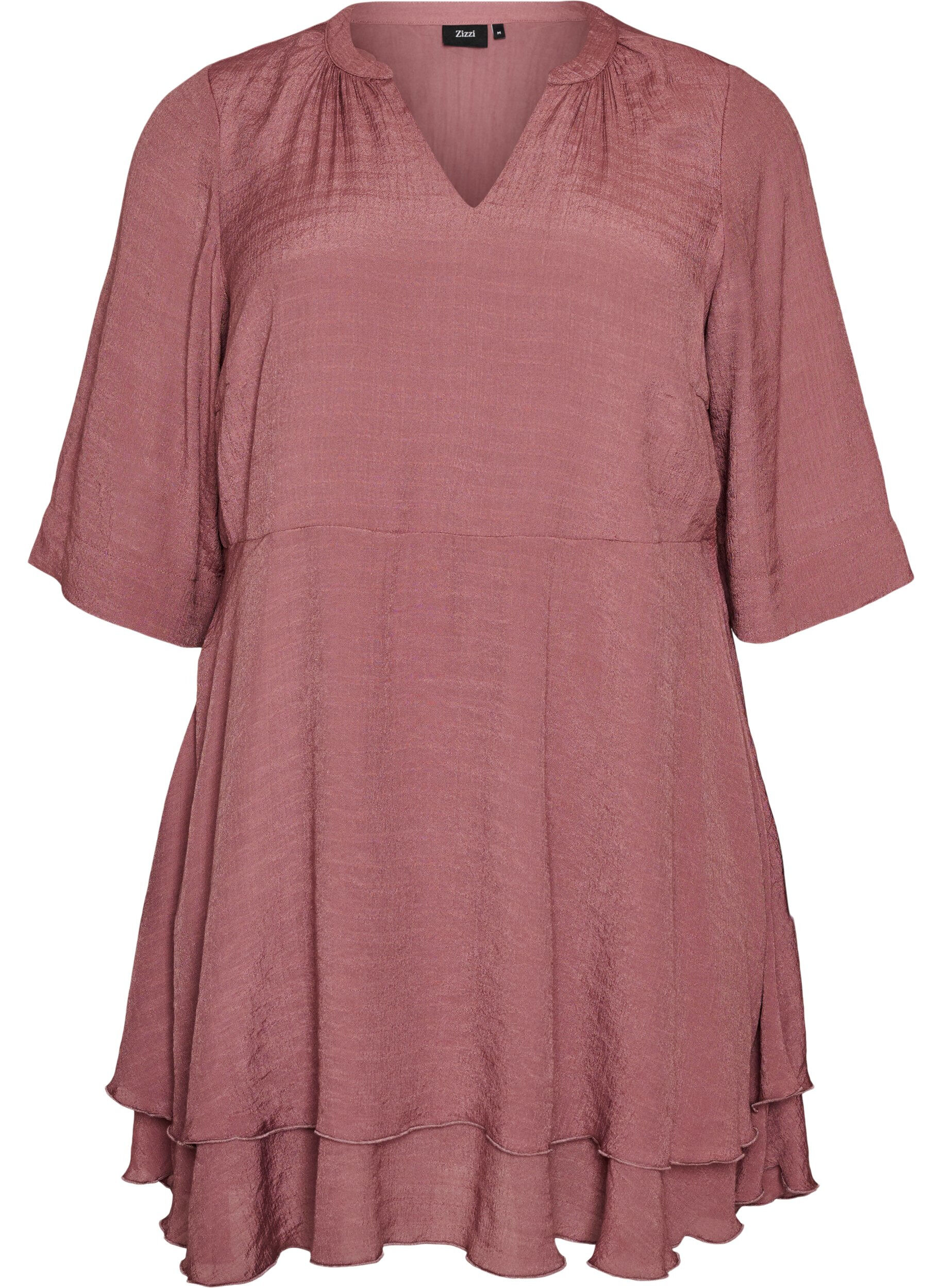 ZizziRobe coupe &eacute;vas&eacute;e avec volants &eacute;tag&eacute;s, Rose, Packshot image number 0