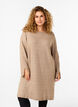 Gebreide jurk met ronde hals en split, Desert Taupe Mel., Model image number 0
