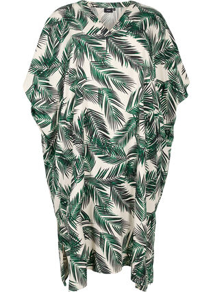 Bedrukte kaftan viscose jurk, Green Leaf, Packshot image number 0