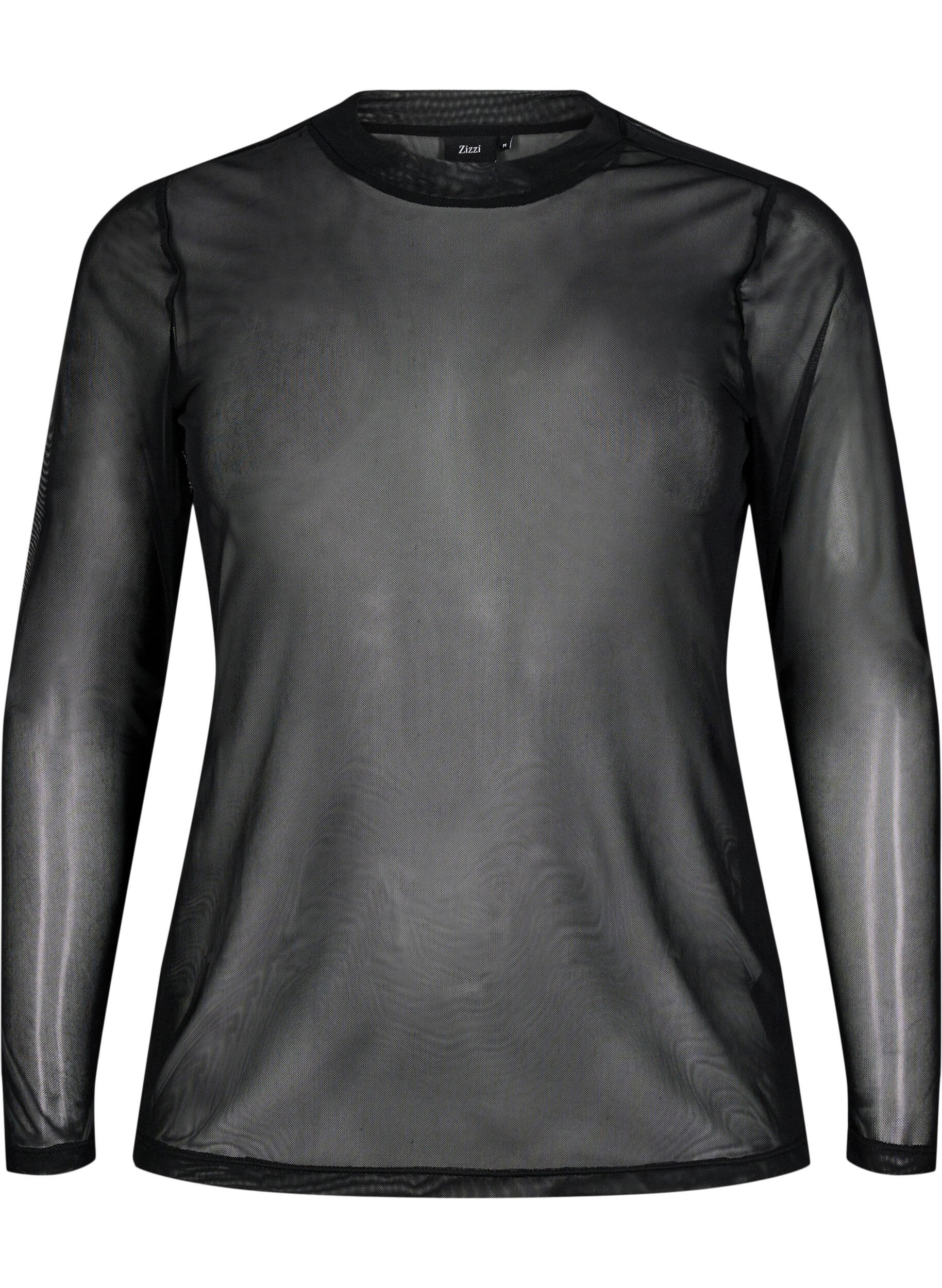 ZizziMesh blouse met stippen, Zwart, Packshot image number 0