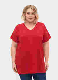 T-shirt à manches courtes avec forme en A, Lipstick Red, Model