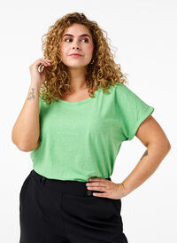 T-shirt van katoen in neon kleur, Neon Green, Model