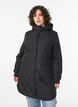 Veste matelass&eacute;e mi-longue avec capuche, Noir, Model image number 0