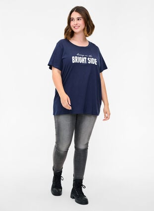 T-shirt avec imprimé en coton biologique, Navy Blazer, Model image number 2