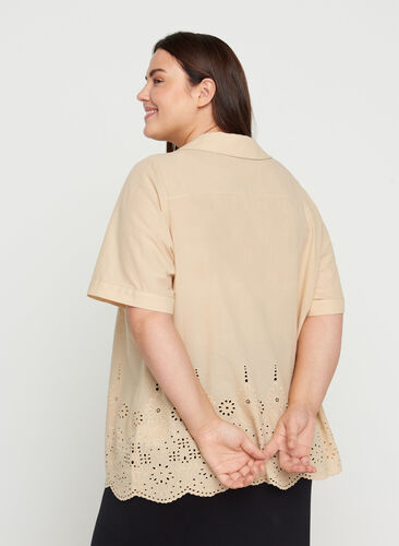Chemise à manches courtes avec broderie anglaise, Irish Cream, Model image number 1