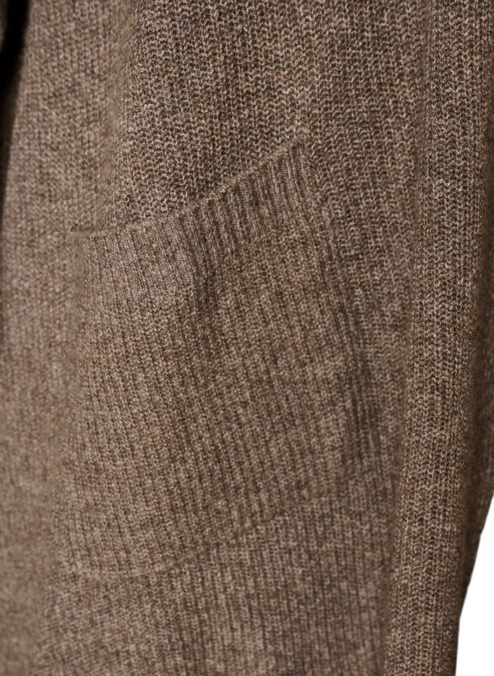 Cardigan met open voorkant en wijde mouwen, Bruin, Packshot image number 3