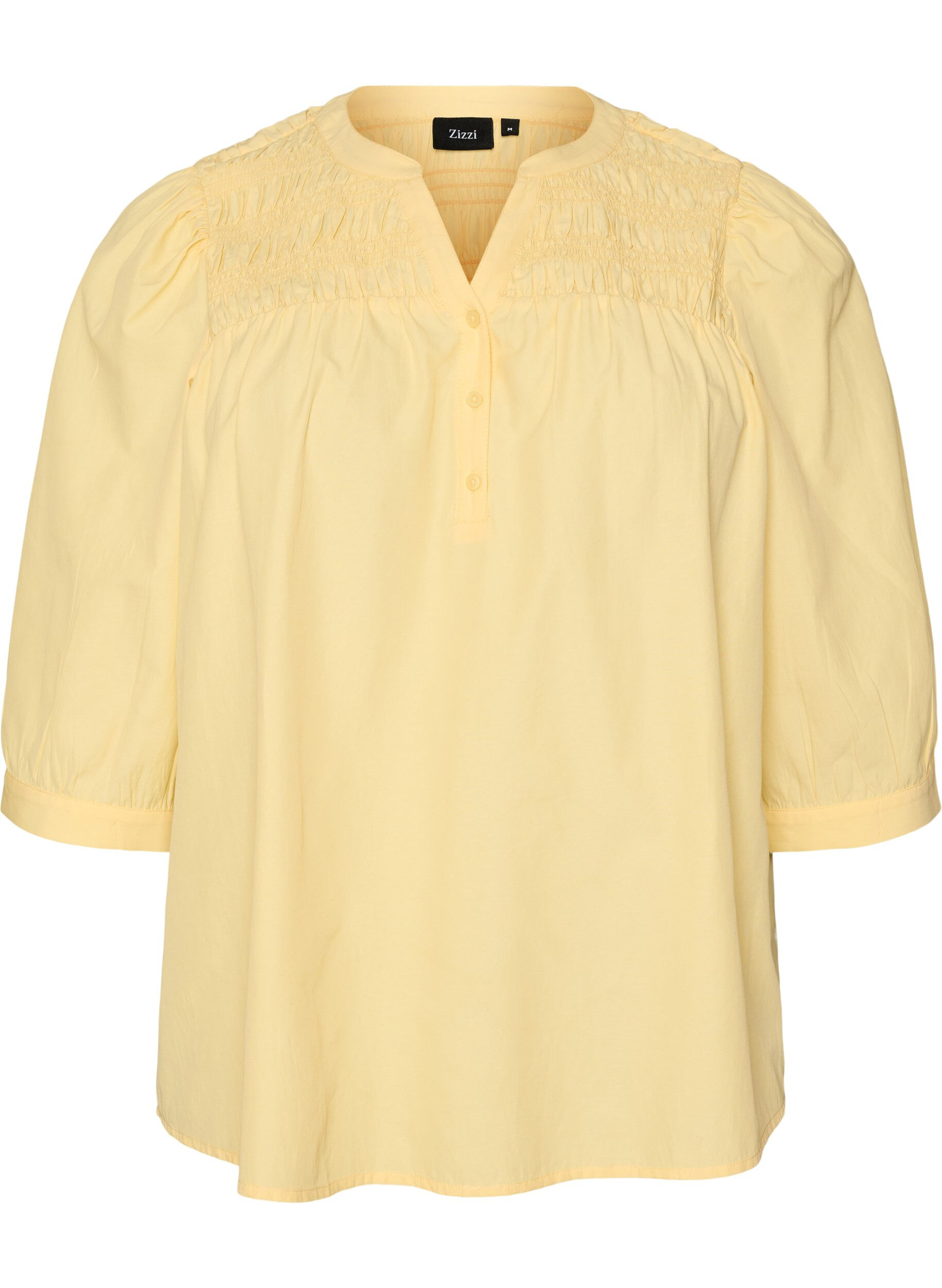 Blouse met smock en 3/4 mouwen