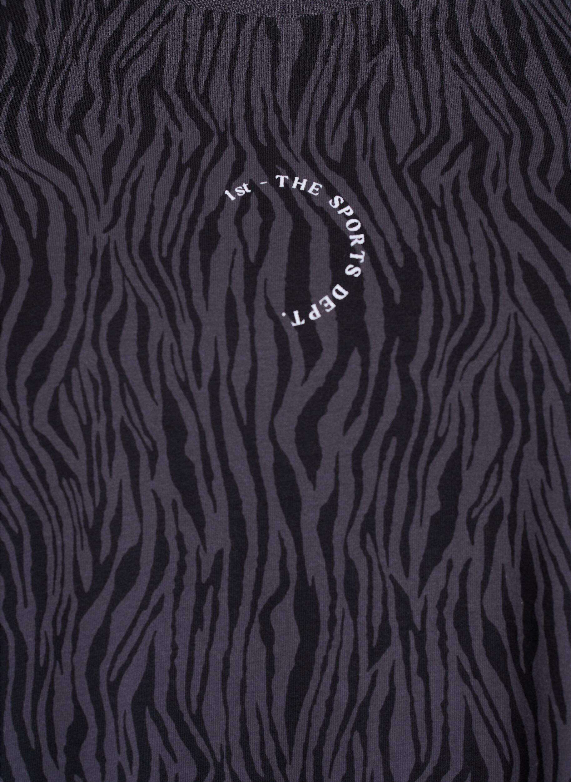 ZizziZebra print sport-T-shirt van biologisch katoen, Grijs, Packshot image number 2