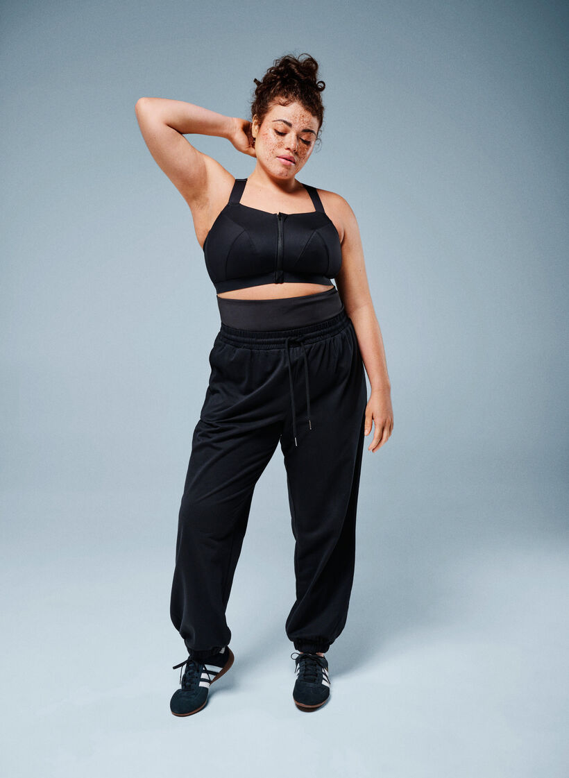 Joggingbroek met een brede tailleband, Zwart, Image image number 0