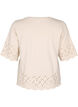 T-shirt avec broderie anglaise et bords &eacute;chancr&eacute;s, Beige, Packshot image number 1