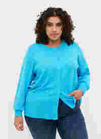 Geribd vest met knoopsluiting, River Blue, Model