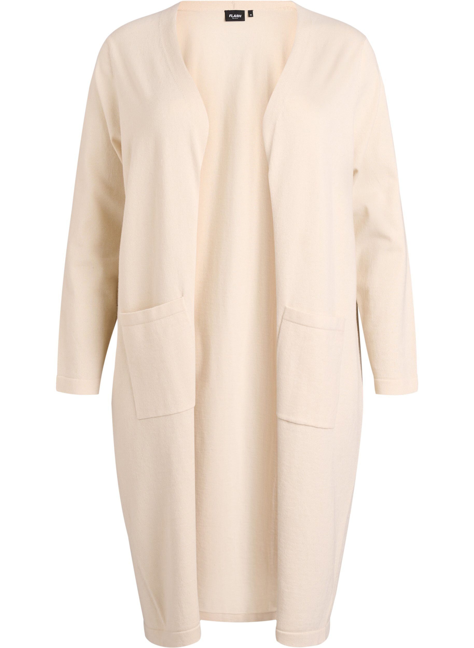 ZizziLang, open vest met zakken, Beige, Packshot image number 0