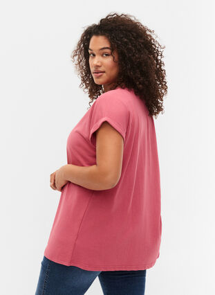 T-shirt à manches courtes en coton mélangé, Rasperry Pink, Model image number 1
