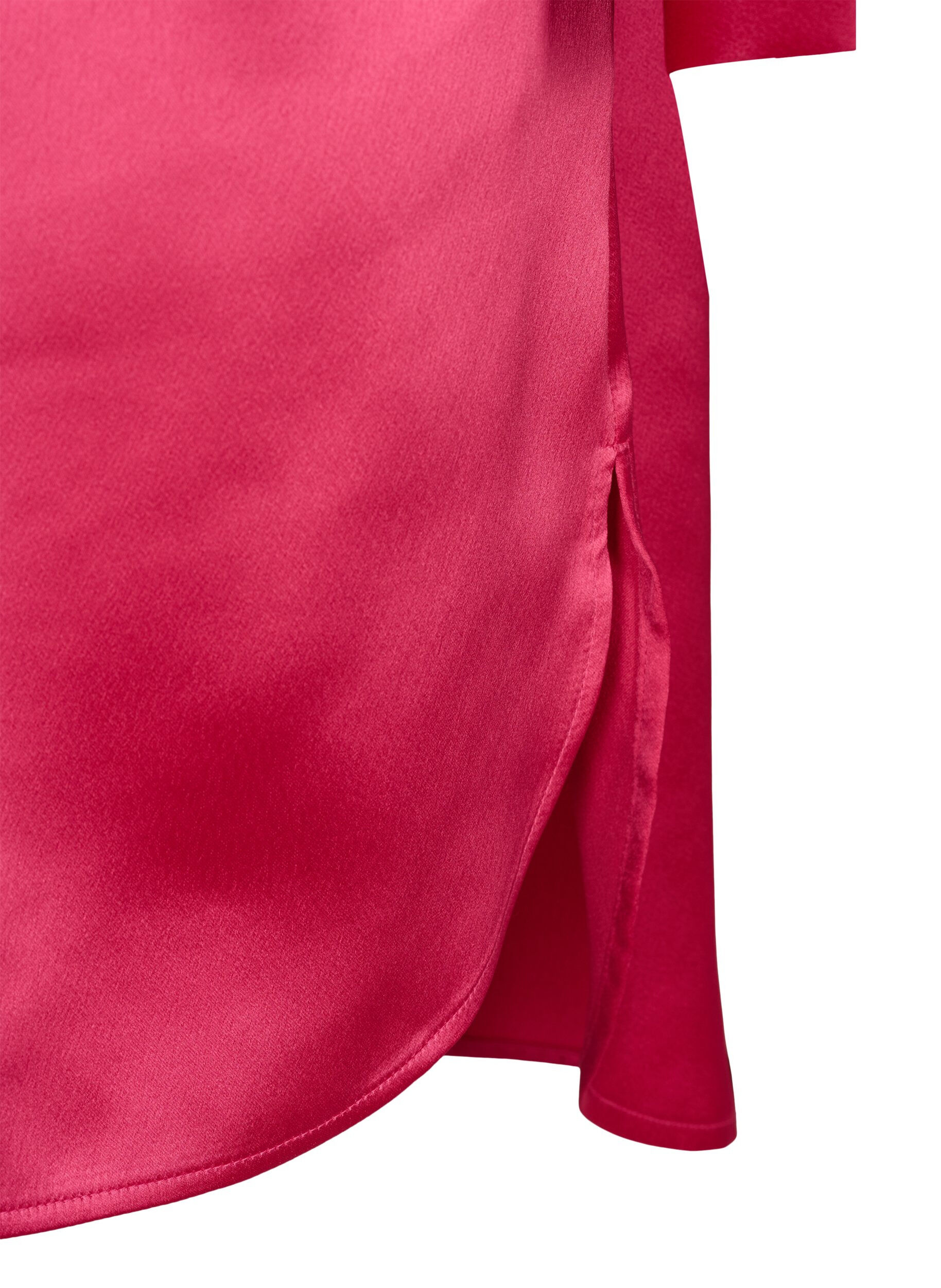 Zizzi Longue chemise brillante avec fente, Pink Flamb&eacute;, Packshot image number 3