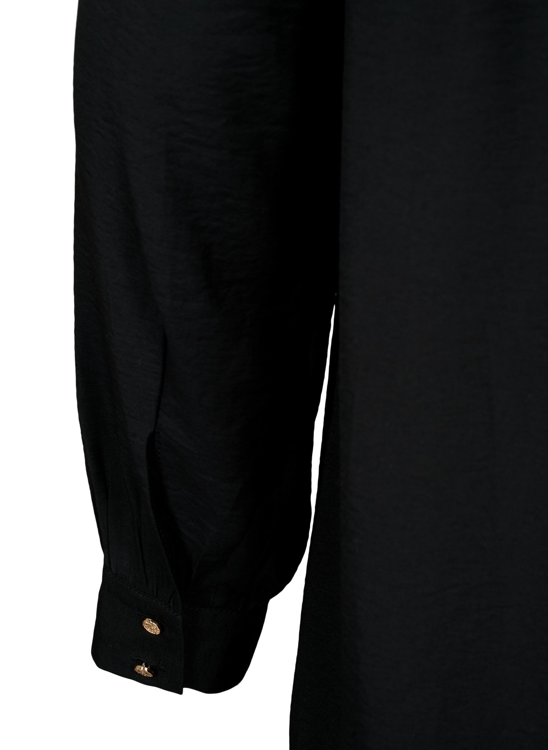 Zizzi Robe courte avec col &agrave; volants, Black, Packshot image number 3