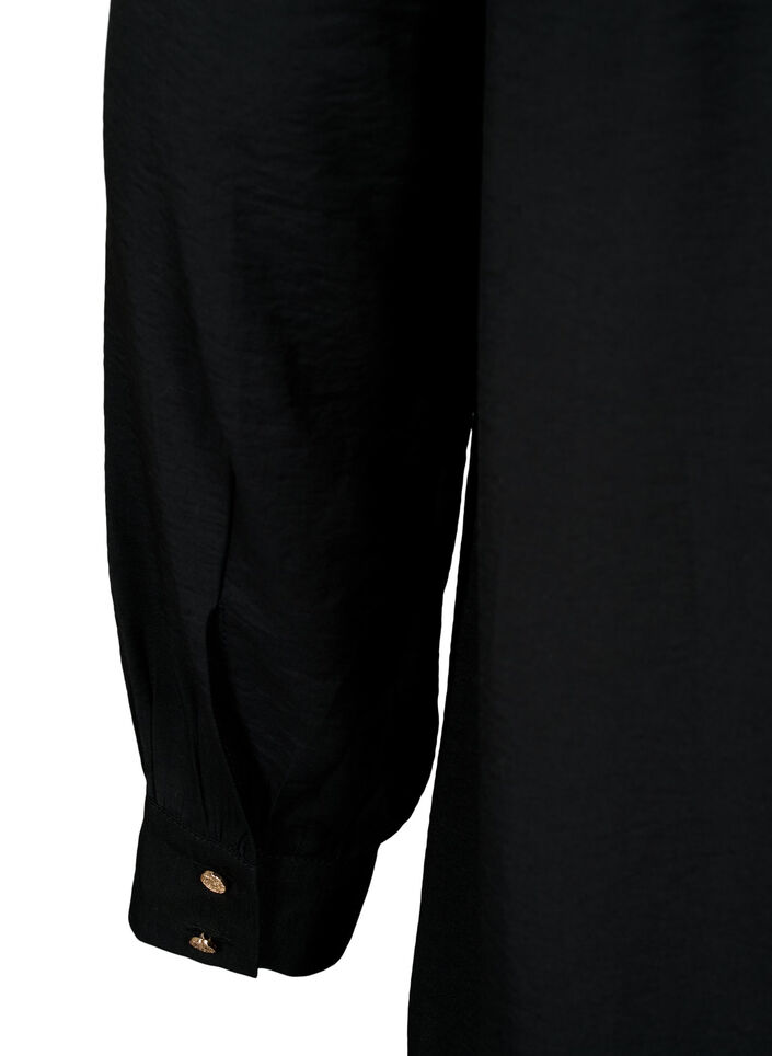 Robe courte avec col à volants, Black, Packshot image number 3