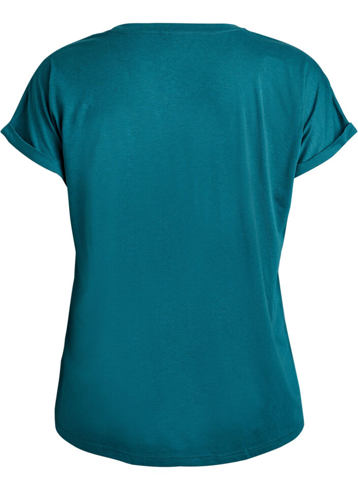 T-shirt met korte mouwen van katoenmix, Groen, Packshot image number 1