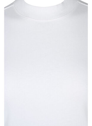 Katoenen top met hoge hals en 2/4 mouwen, Bright White, Packshot image number 2