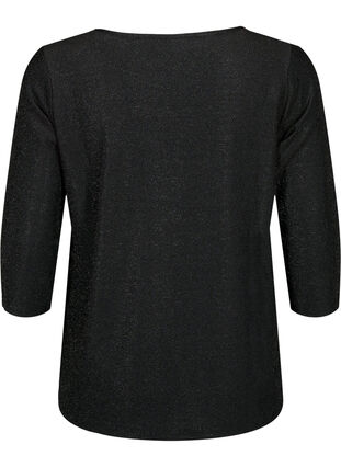 Glitter blouse met 3/4 mouwen, Black Black, Packshot image number 1