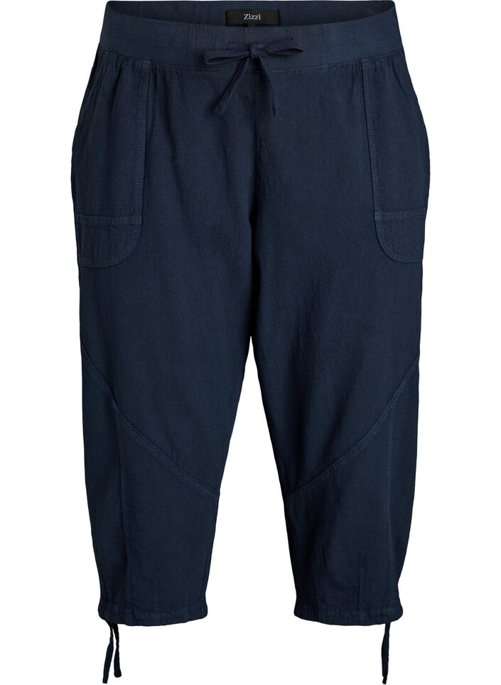 Pantacourt en coton, Bleu, Packshot image number 0