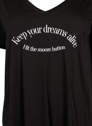 Chemise de nuit en coton avec imprimé, Black w. Keep, Packshot image number 2