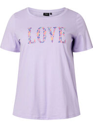 Katoenen t-shirt met ronde hals en opdruk, Lavender W. Love, Packshot