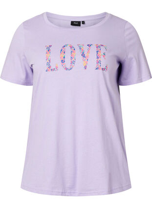 T-shirt en coton à col rond et imprimé, Lavender W. Love, Packshot image number 0