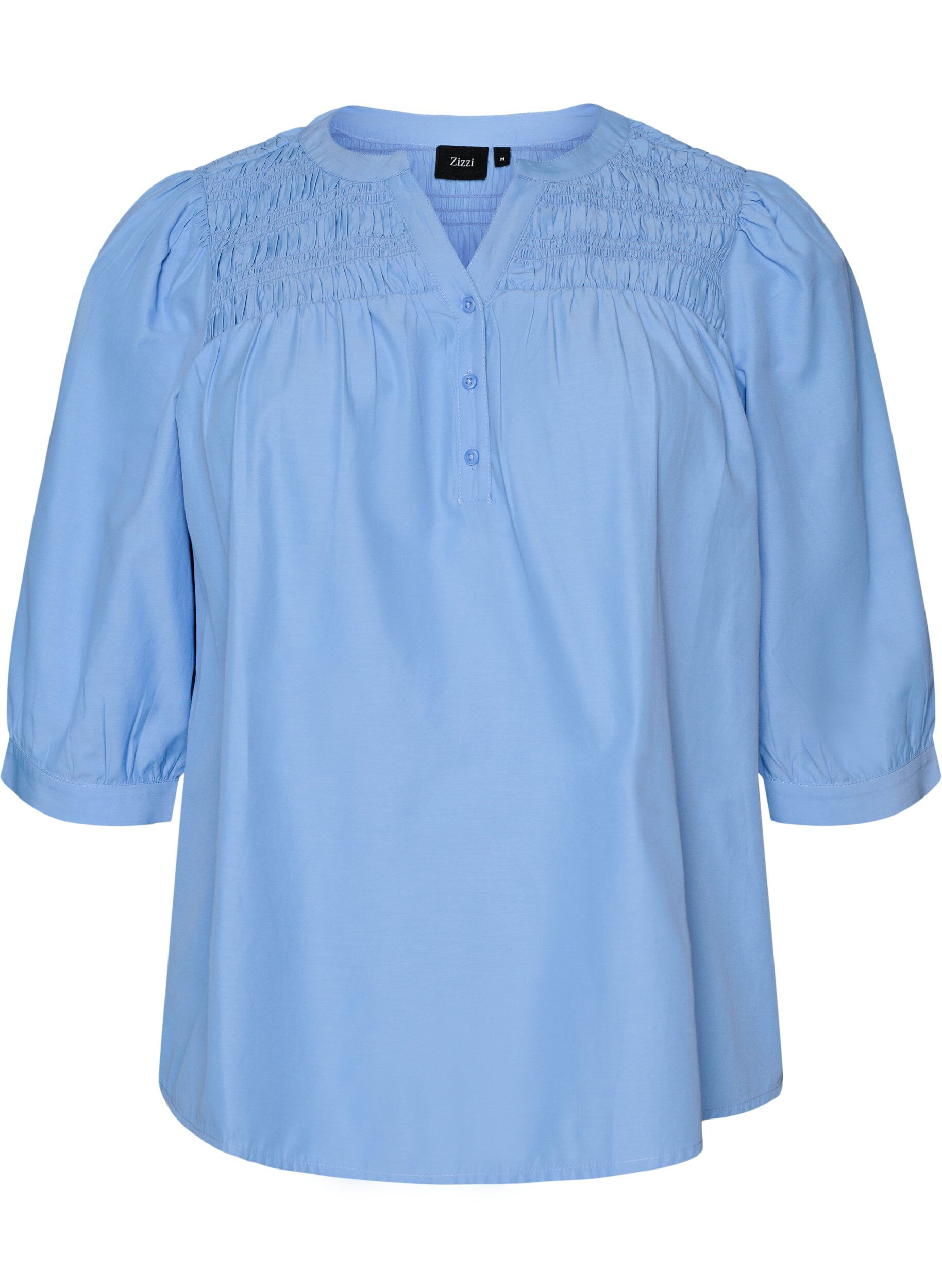Blouse met smock en 3/4 mouwen