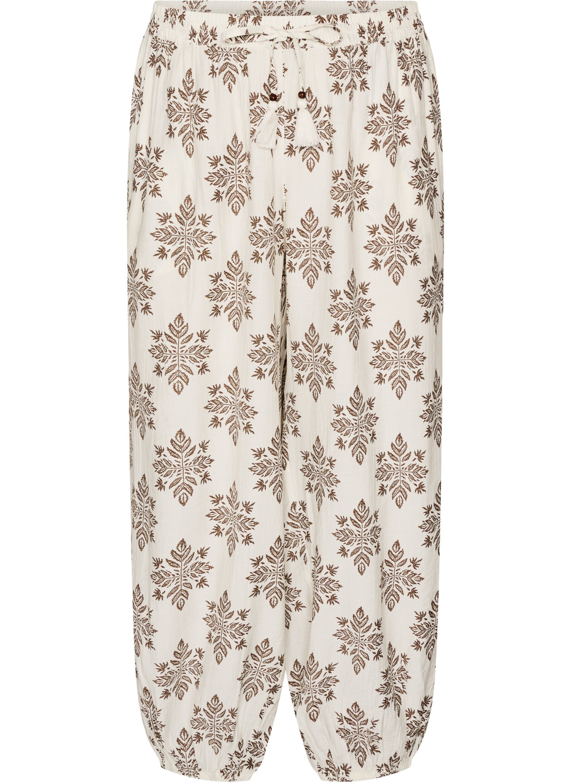 ZizziGepatroonde ballonbroek met hoge taille, Vanille, Packshot image number 0