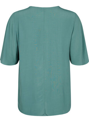 Viscose blouse met 1/2 mouwen en borduurwerk detail, Sea Pine, Packshot image number 1