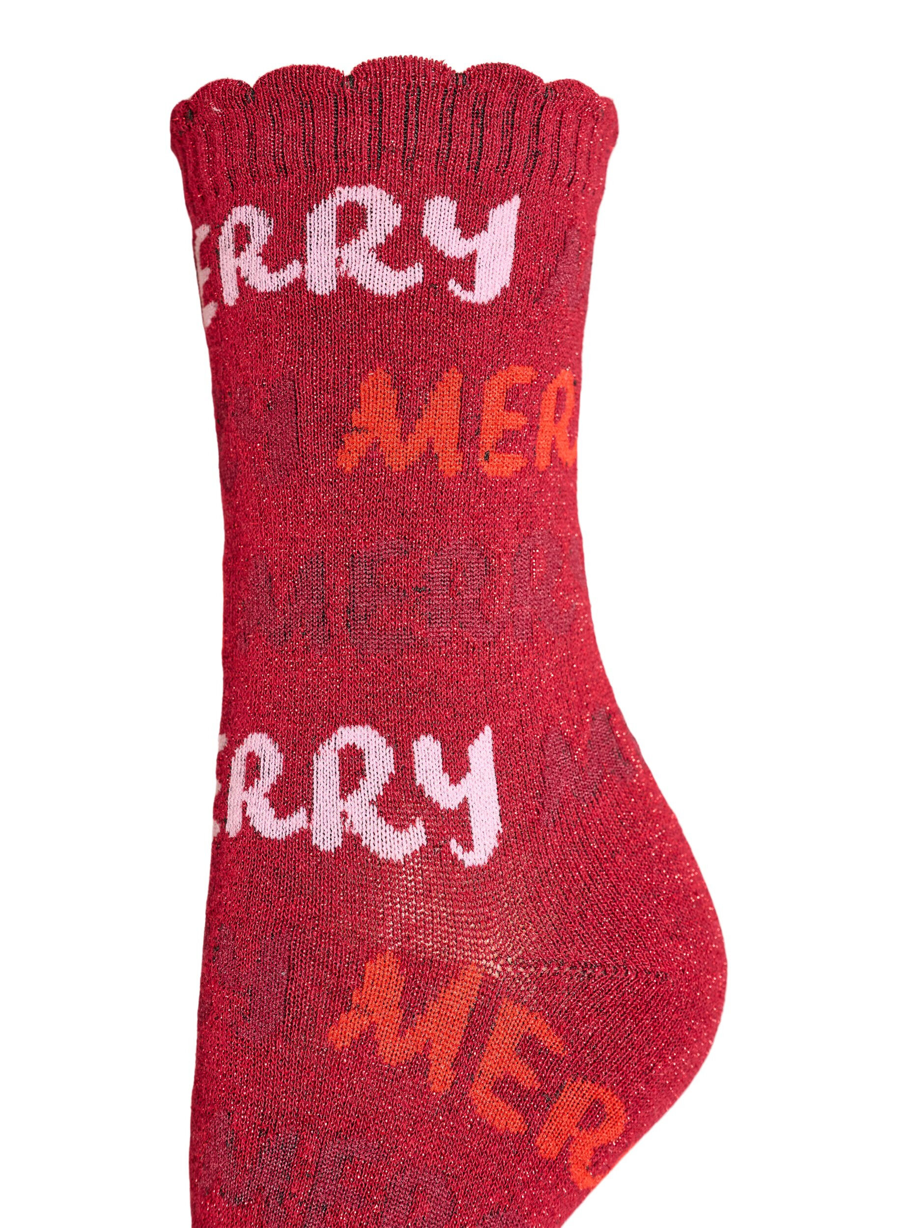 ZizziLot de 2 paires de chaussettes de No&euml;l, Rouge, Packshot image number 3