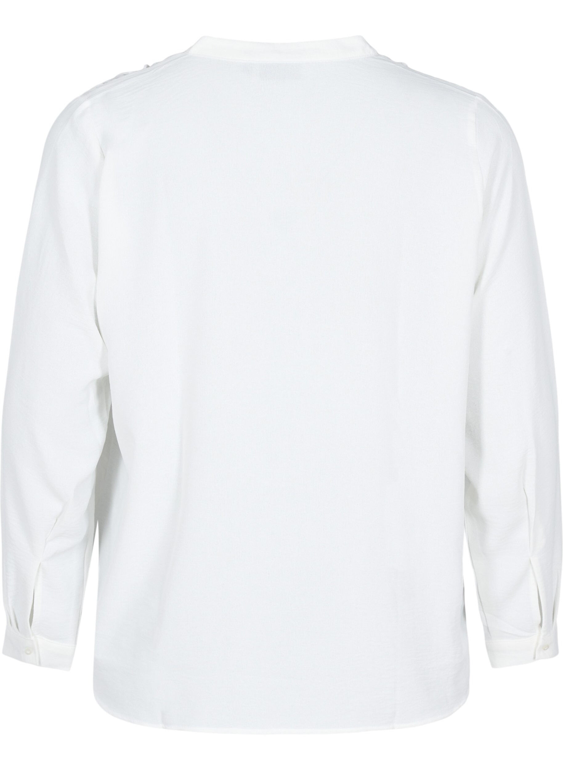 ZizziBlouse met lange mouwen en V-hals, Bright White, Packshot image number 1