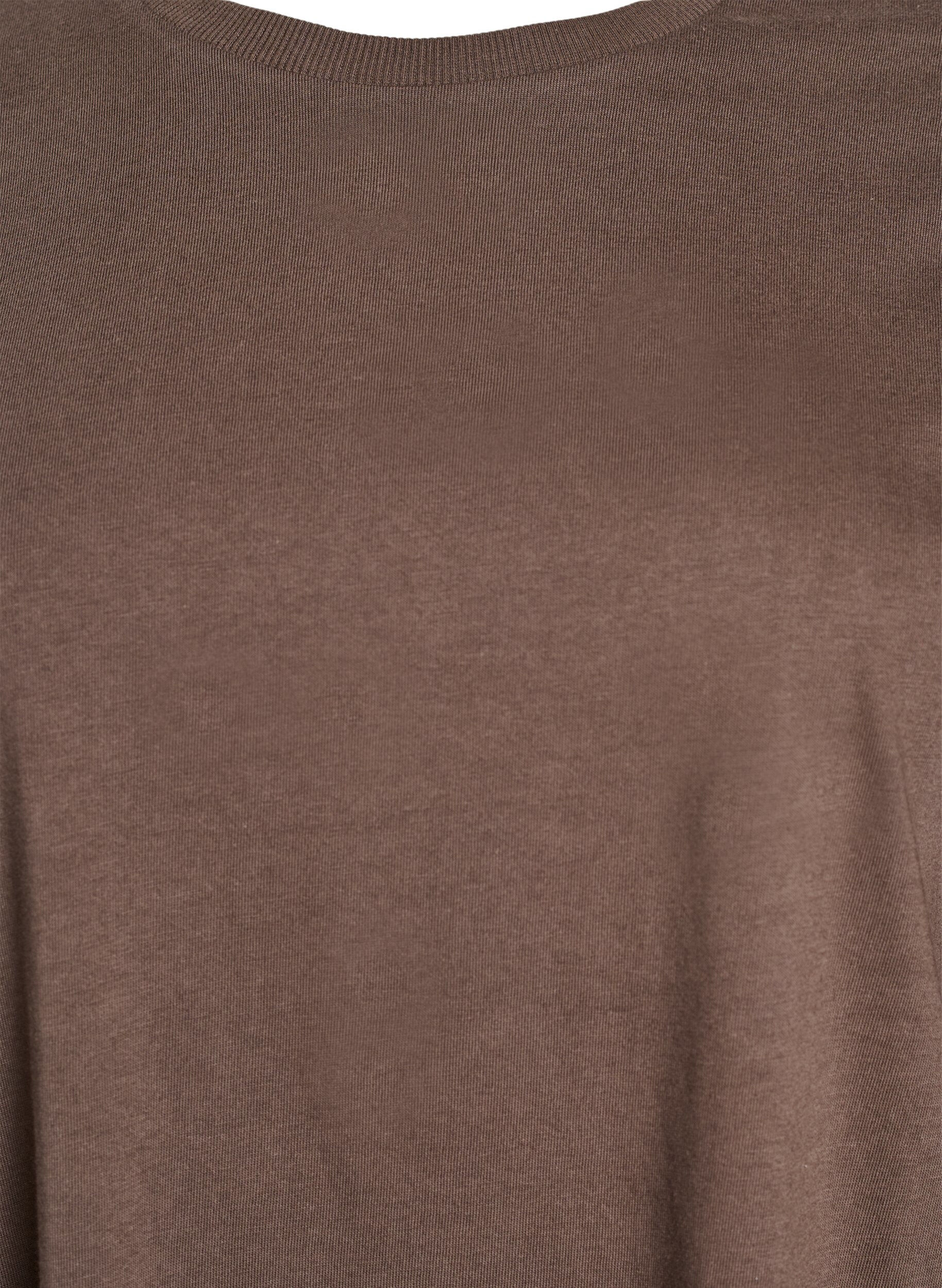 ZizziKnielange katoenen T-shirtjurk, Bruin, Packshot image number 2