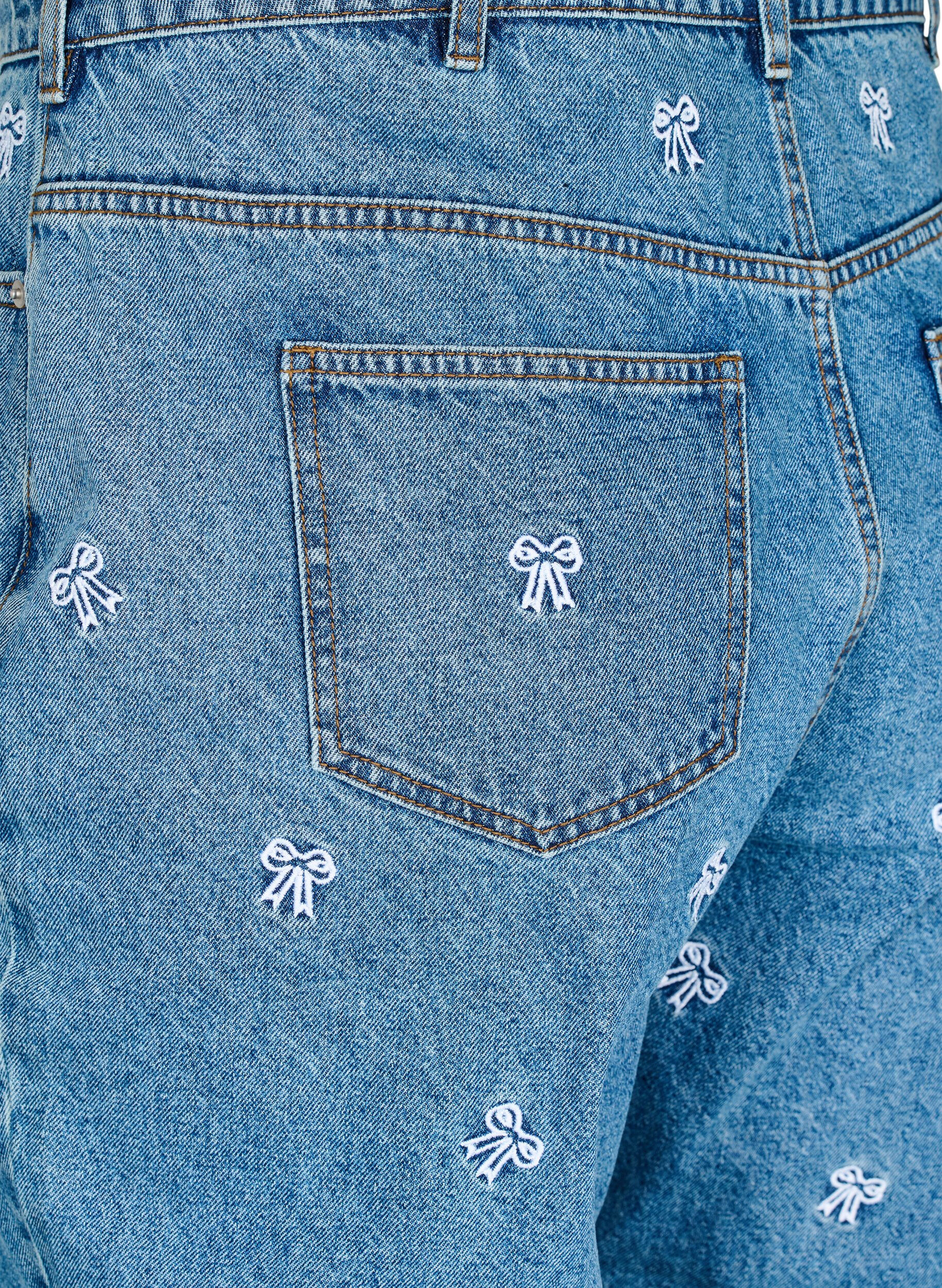 ZizziMille mom fit jeans met borduurwerk, Blauw, Packshot image number 3