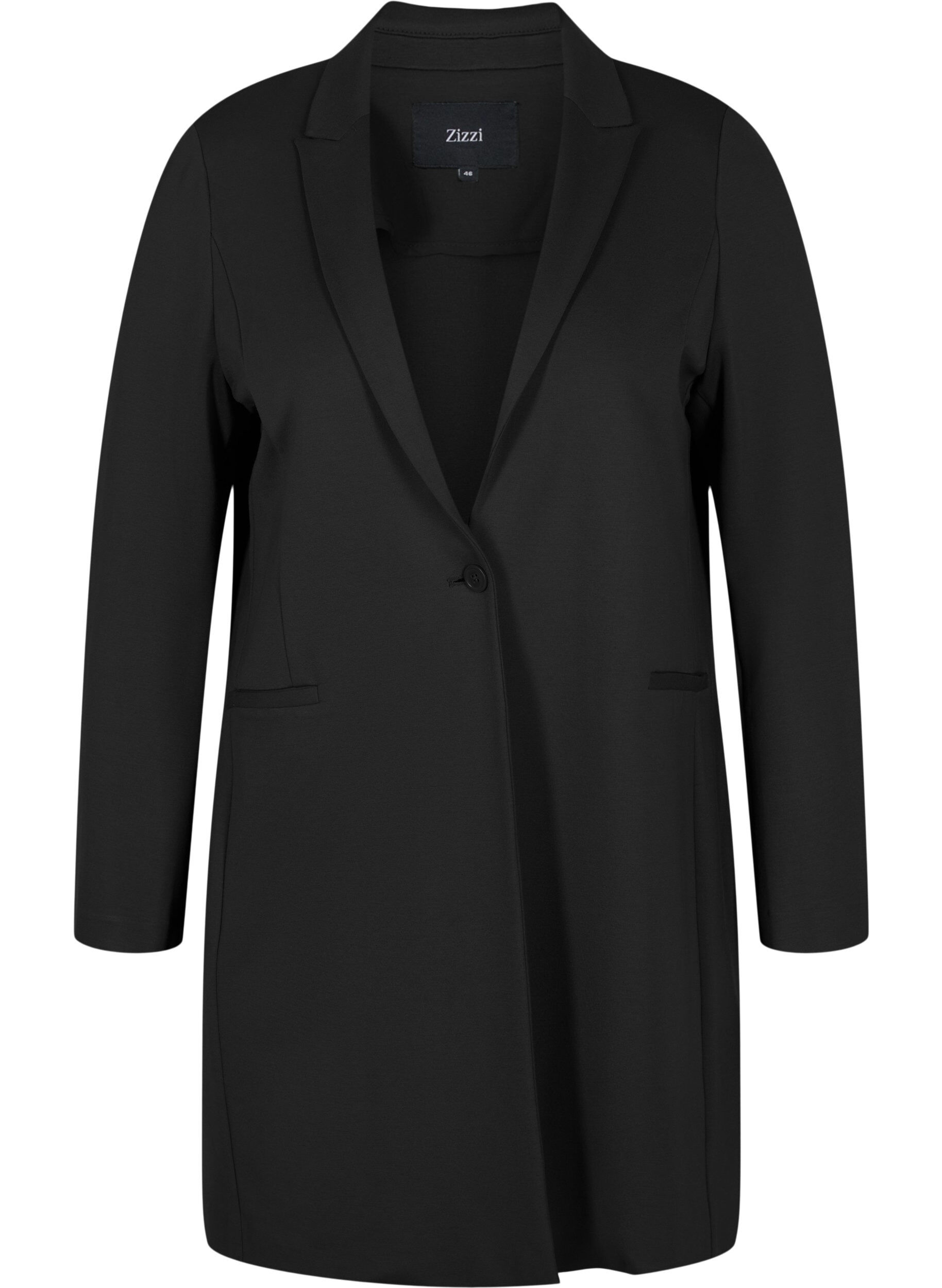 Zizzi Blazer long, Black, Packshot image number 0