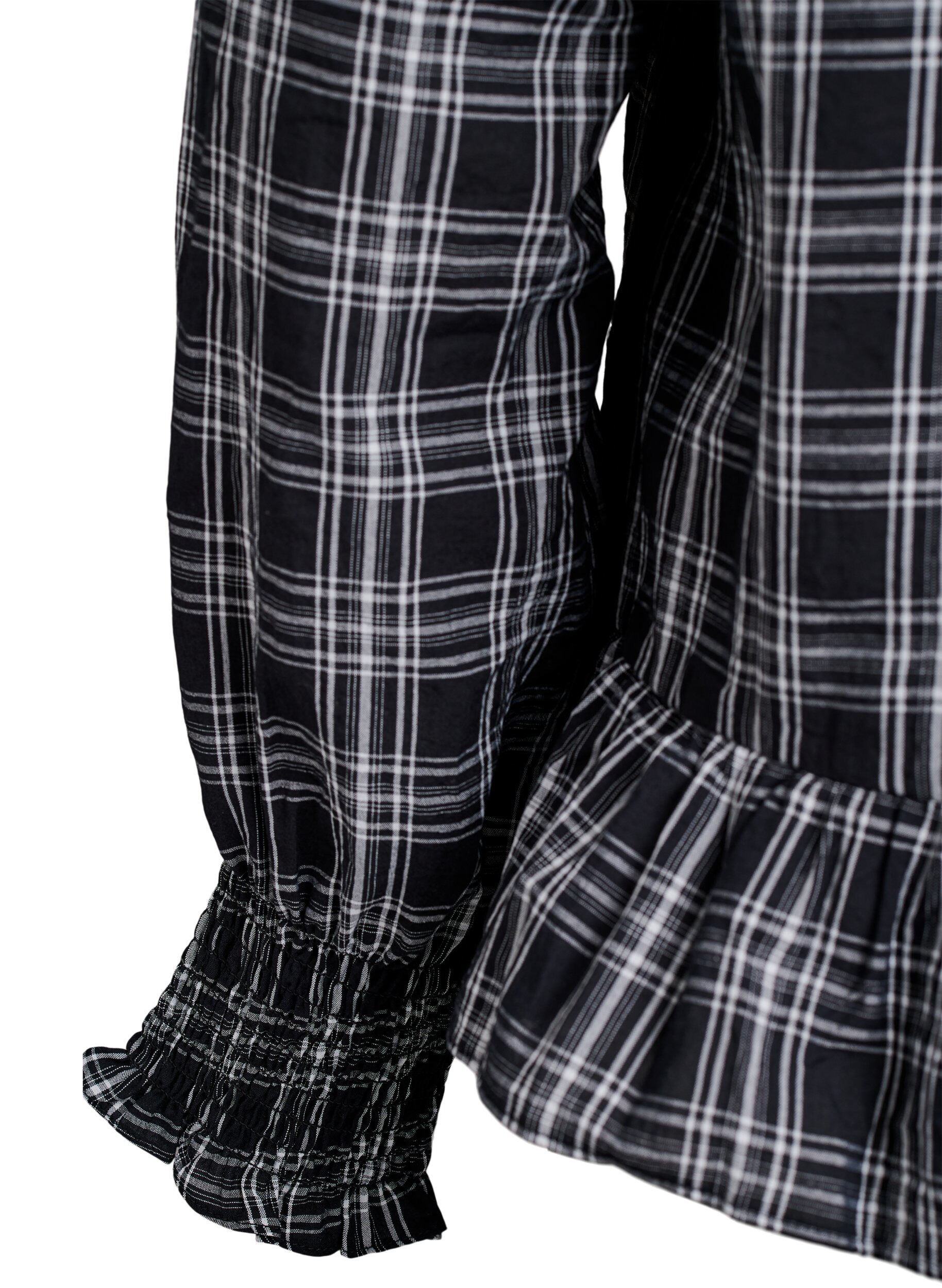ZizziBlouse met ruitjes en ruchesdetails, Zwart, Packshot image number 3